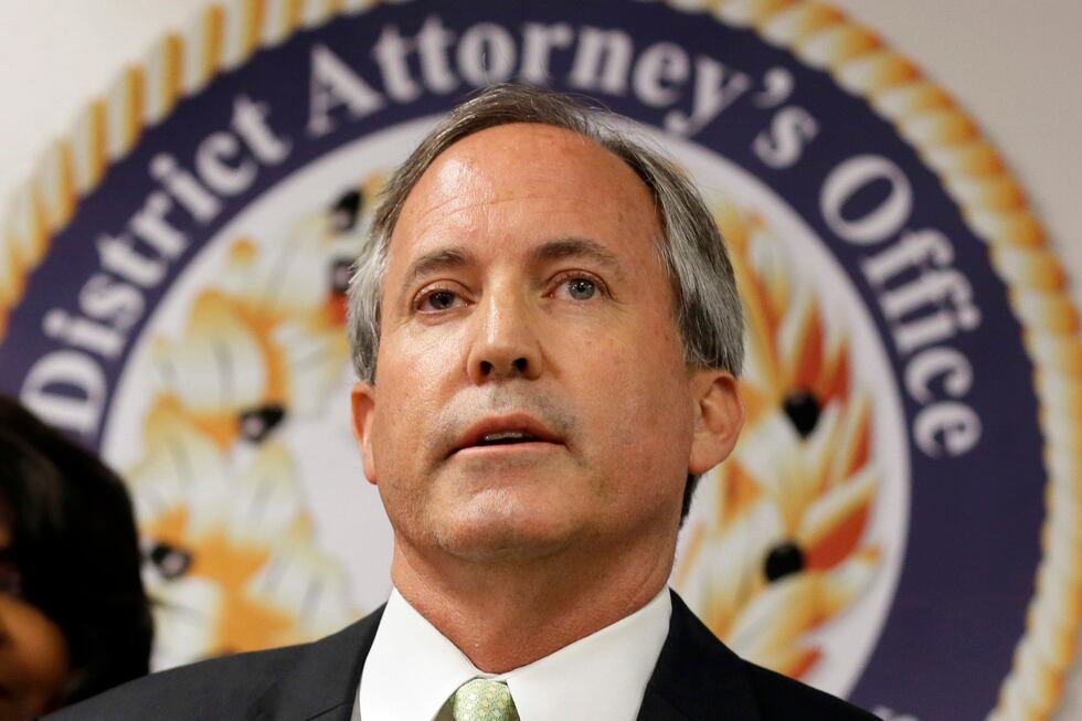 FILE - Texas Attorney General Ken Paxton speaks at a news conference in Dallas, June 22, 2017....