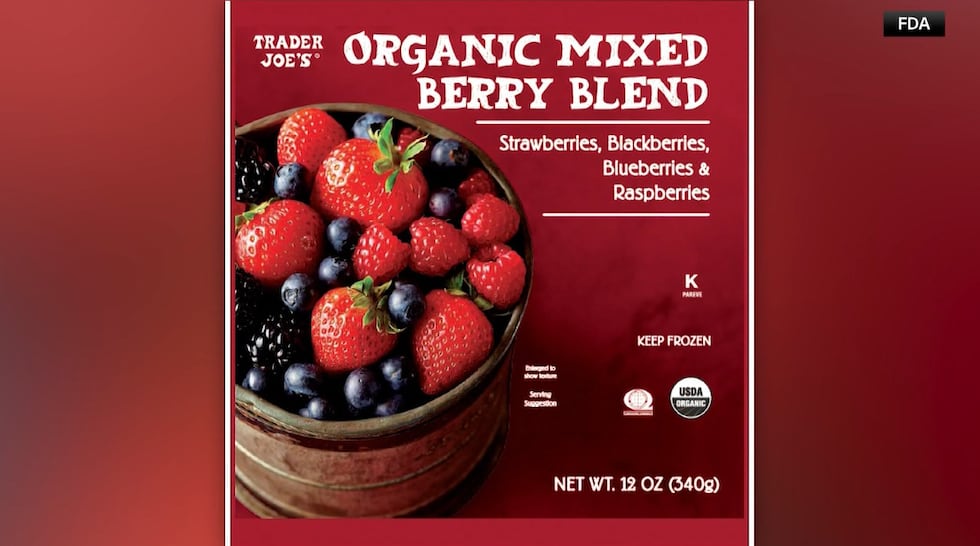 Packages of Trader Joe’s frozen organic Mixed Berry Blend have been recalled.