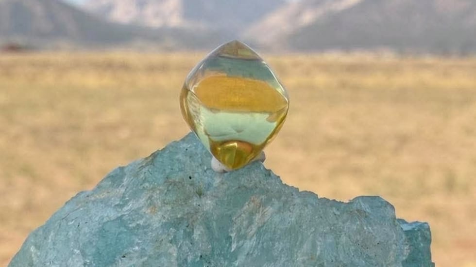 This photo provided by Jack Pearadin shows the American Dream diamond sitting on top of a...