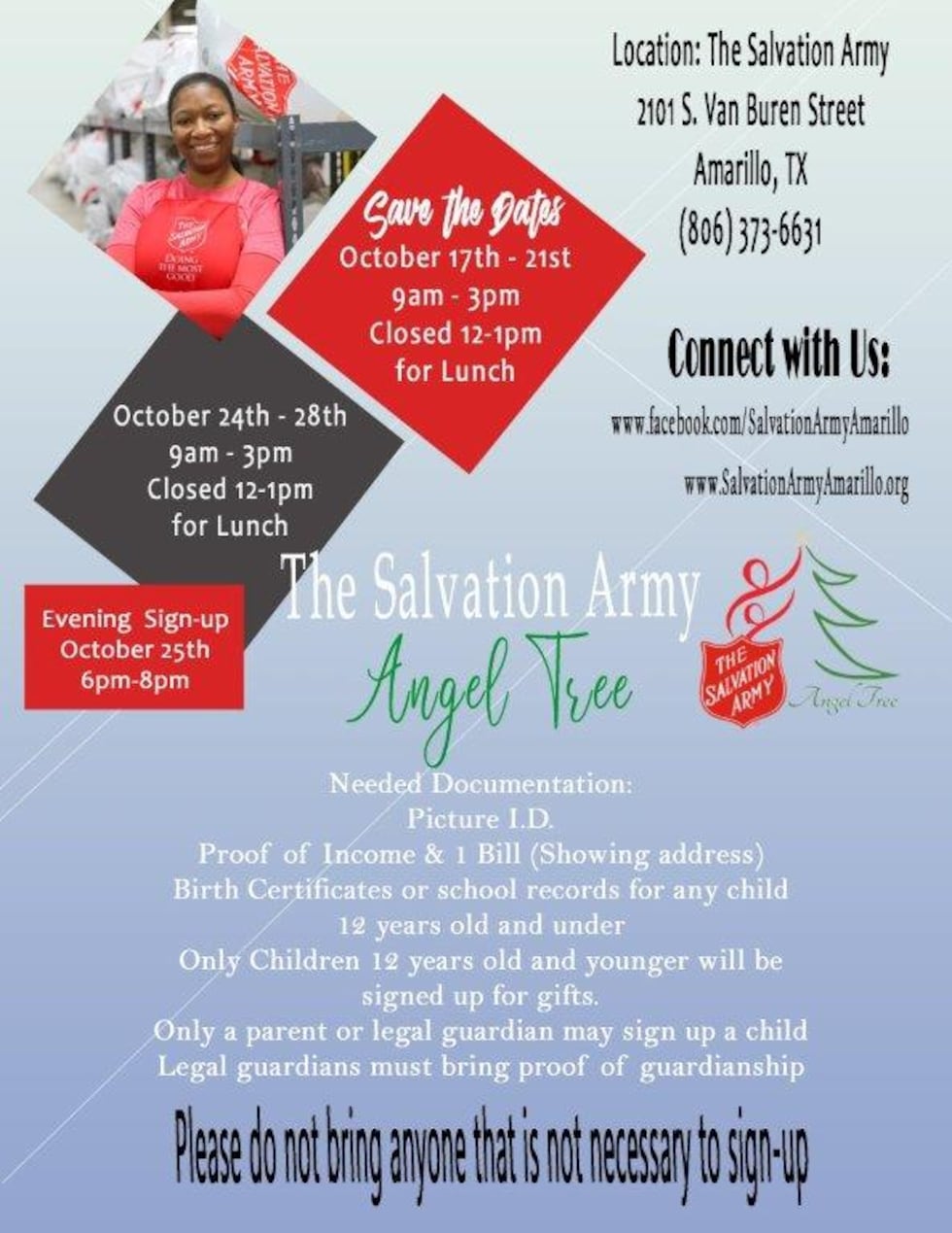The Salvation Army is now accepting applications for the Angel Tree program