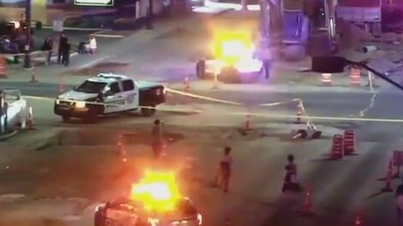 Three people were transported to the hospital Friday night after a shooting in downtown Las...