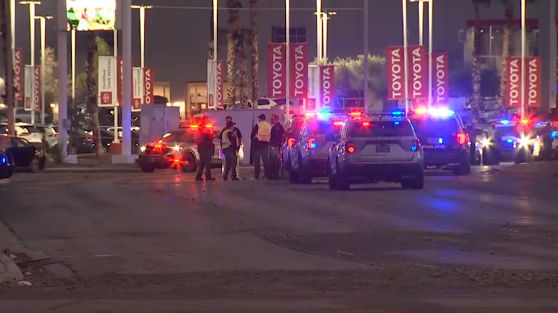 Nevada State Police said a trooper shot at a suspect who struck a patrol vehicle in east Las...